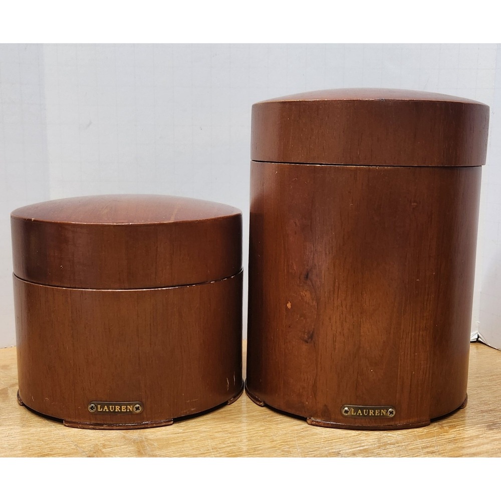 Lauren Ralph Lauren Home Wooden Canister Set Walnut Brown 2 Piece Storage